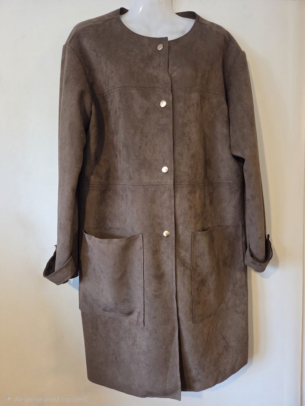 Philosophy Tan Faux Suede Snap-Front Coat